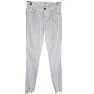 Frame Le Skinny De Jeanne Step Hem White Jeans 26